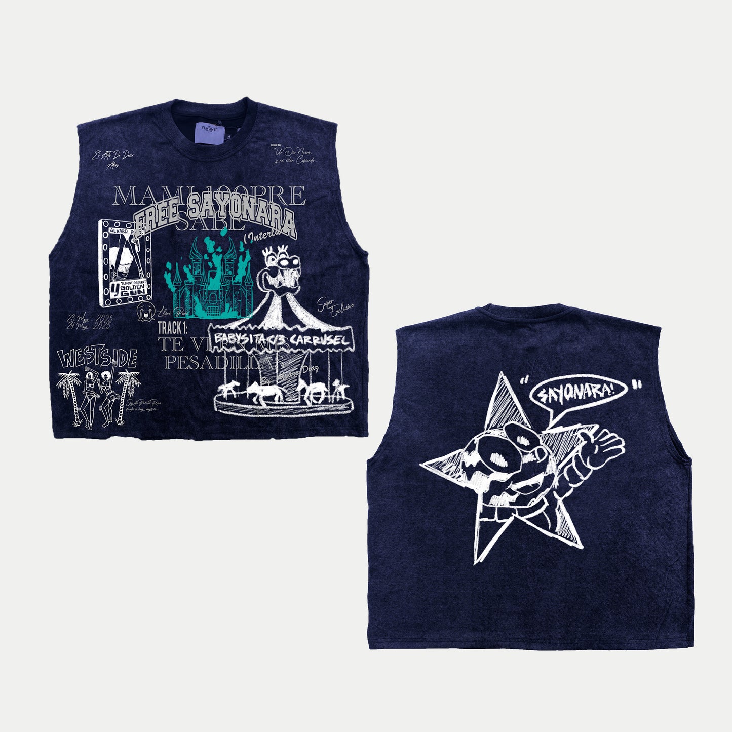 SAYONARA MERCH X YLNONE MUSCLE TEE NAVY