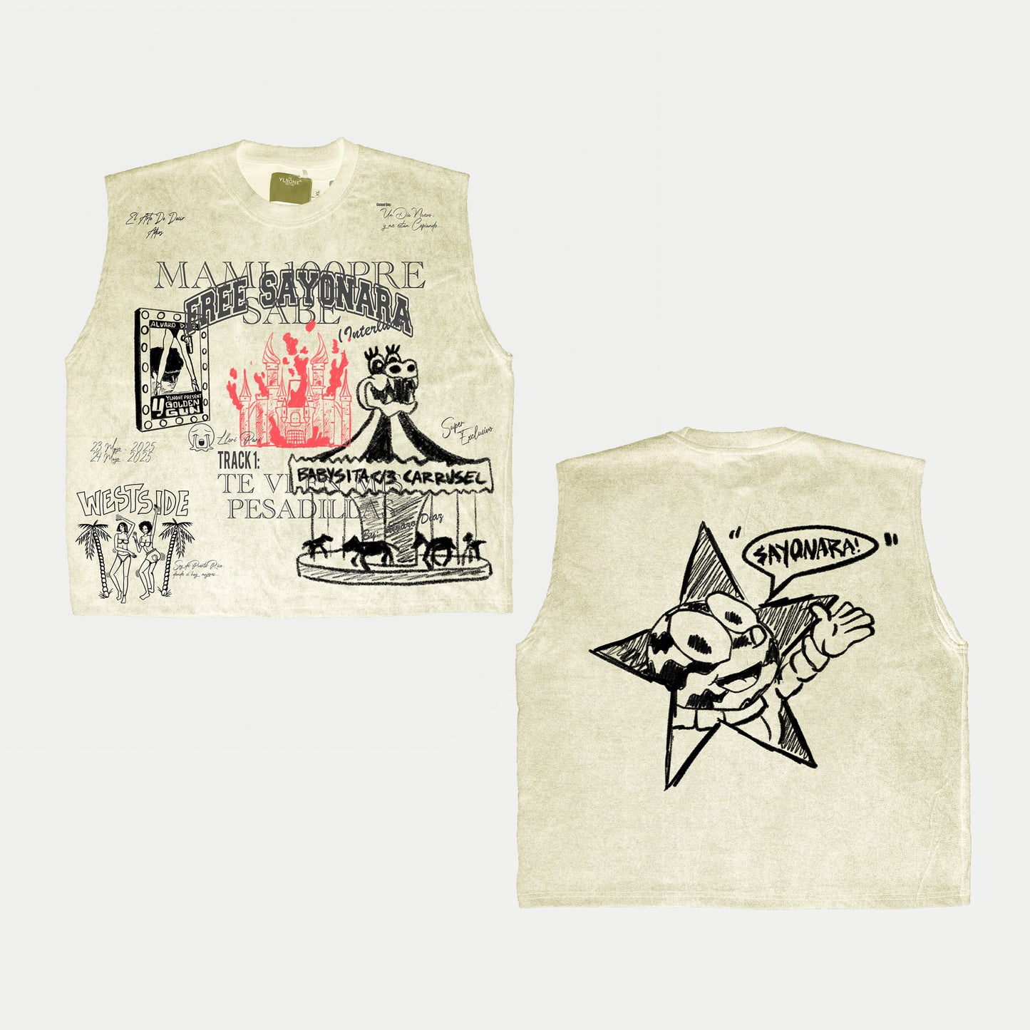 SAYONARA MERCH X YLNONE MUSCLE TEE YELLOW