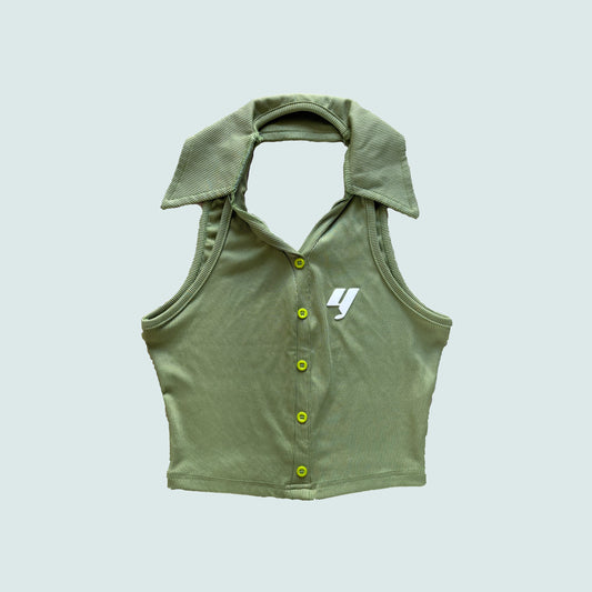 Y WMNS BUTTON UP TANK TOP POLO(GREEN)